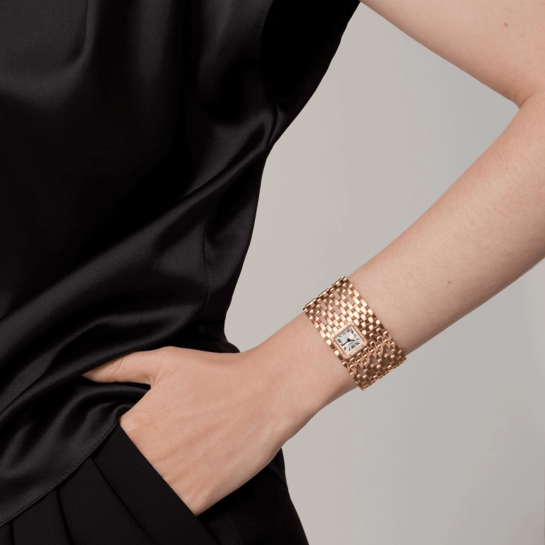 Cartier,Panthère de Cartier 22x19mm,22x19mm,Rose Gold,Silver,Quartz,Sapphire,Crystal Glass,Square,WJPN0022
