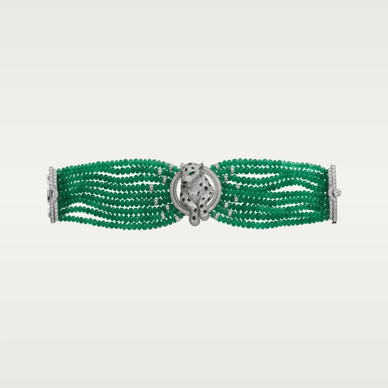 Cartier,High Jewelry Watches ,White Gold,Silver,Quartz,Silver,Green,Diamonds,Onyx,Emerald,HPI00543