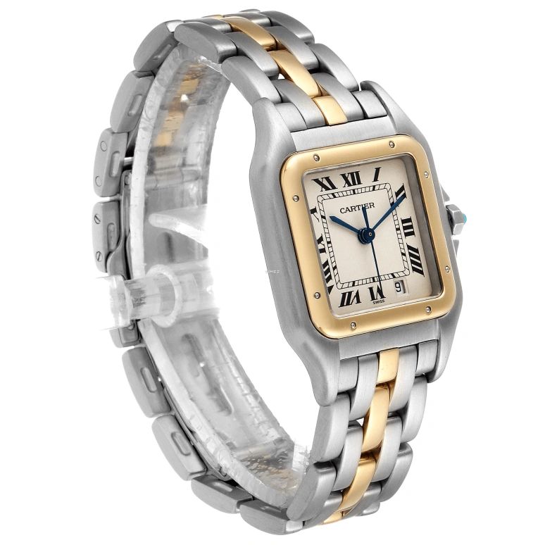 Cartier,Panthère de Cartier 27mm,27mm,Stainless Steel,Cream,Quartz,Day,Sapphire,Crystal Glass,W25028B5