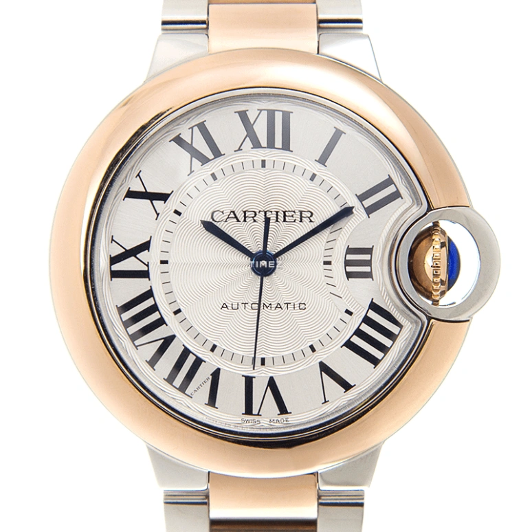 Cartier,Ballon Bleu de Cartier 33mm,33mm,Stainless Steel,Rose Gold,Silver,Automatic,Sapphire,Crystal Glass,Round,W2BB0023