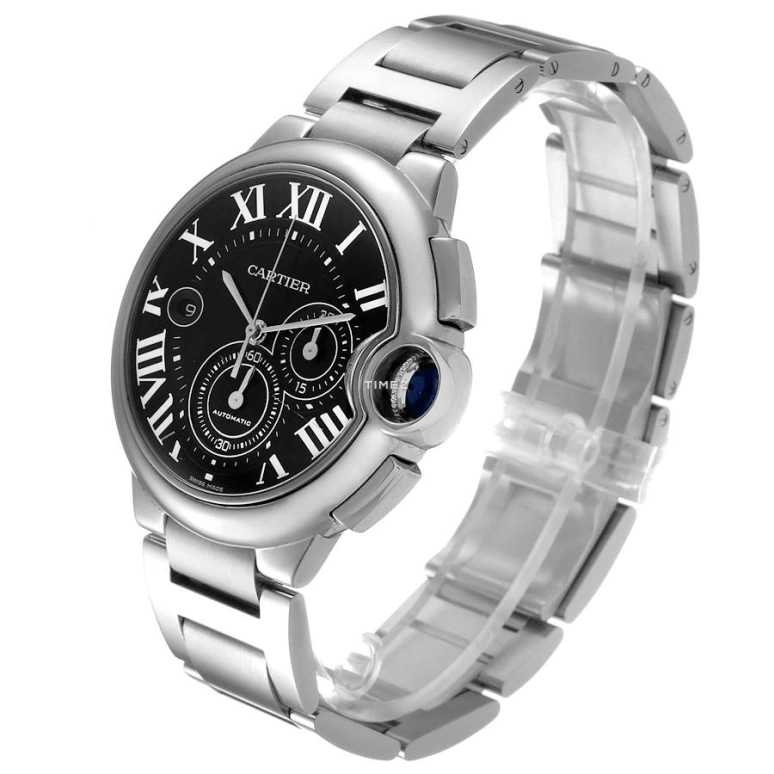 Cartier,Ballon Bleu de Cartier 44mm,44mm,Stainless Steel,Black,Automatic,Chronograph,Day,W6920077