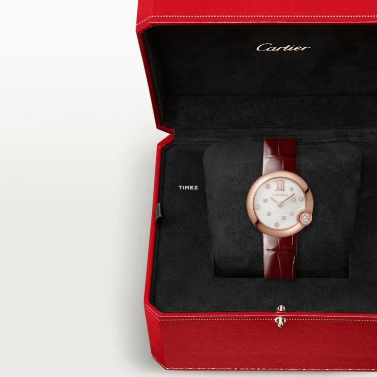Cartier,Ballon Bleu de Cartier 30mm,30mm,Rose Gold,White,Quartz,Sapphire,Crystal Glass,Round,WGBL0010