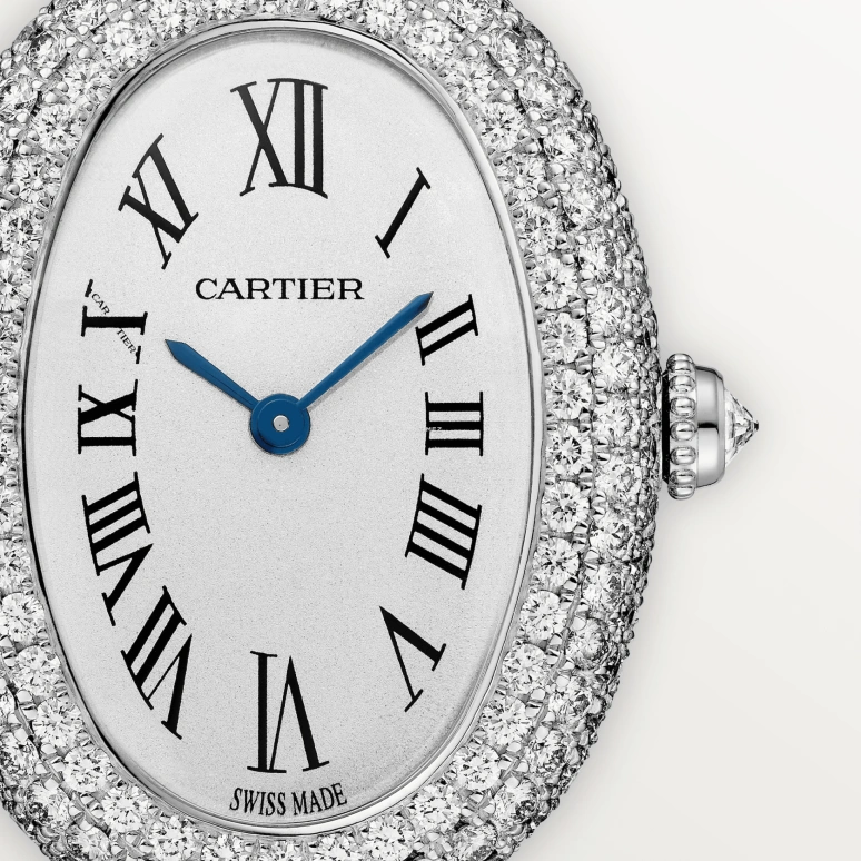 Cartier,Baignoire 31.40x23.10mm,31.40x23.10mm,White Gold,Silver,Quartz,Sapphire,Crystal Glass,Oval,WJBA0020