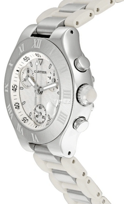 Cartier,21 Chronoscaph 36.40mm,36.40mm,Stainless Steel,Silver White,Quartz,Chronograph,Day,W10197U2