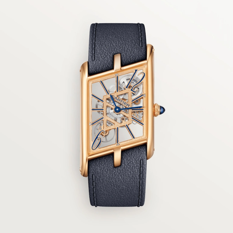 Cartier,Tank 47.20x26.20mm,47.20x26.20mm,Rose Gold,Skeleton,Handwound,Glass,Rectangular,WHTA0028