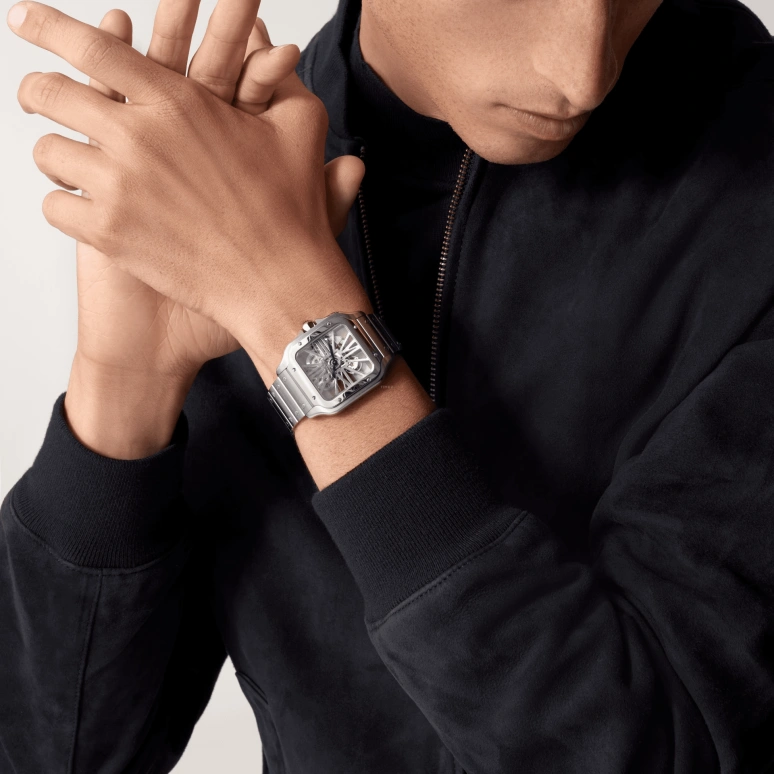Cartier,Santos de Cartier 39.80mm,39.80mm,Stainless Steel,Silver,Handwound,72hours,In-house Caliber,WHSA0015