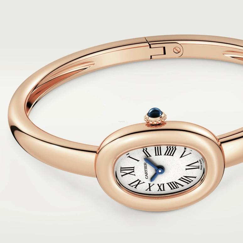 Cartier,Baignoire 24.60x18.70mm,24.60x18.70mm,Rose Gold,Silver,Quartz,Sapphire,Crystal Glass,Oval,WGBA0020