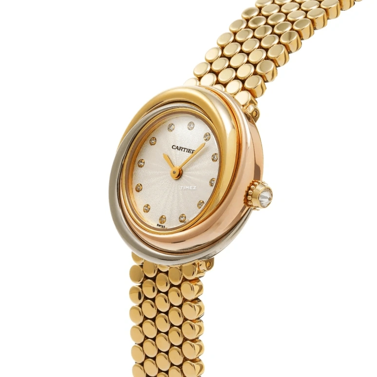 Cartier,Other 25.40mm,25.40mm,Yellow Gold,Silver,Quartz,Sapphire,Round,WG2002S8
