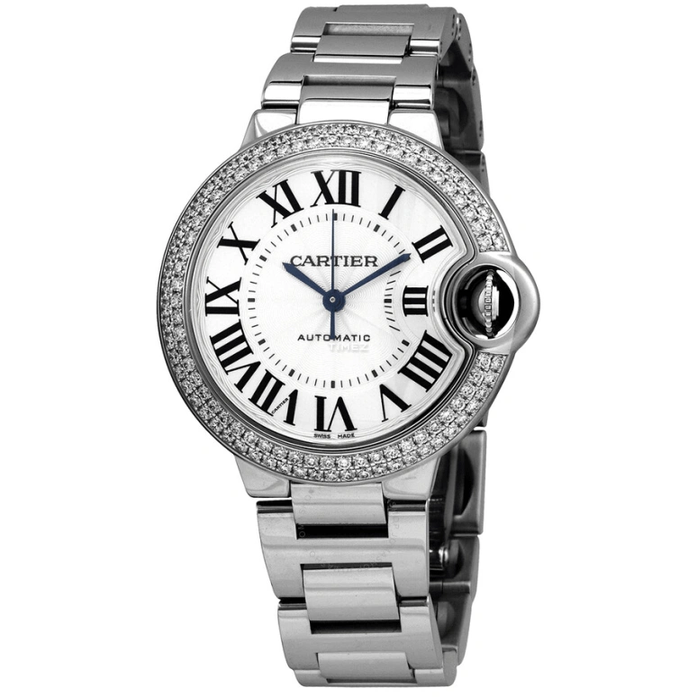Cartier,Ballon Bleu de Cartier 33mm,33mm,White Gold,Silver,Automatic,In-house Caliber,Sapphire,Crystal Glass,WE902035