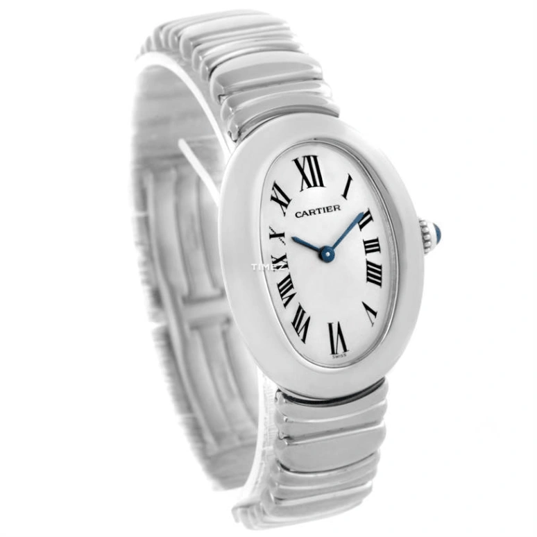Cartier,Baignoire 31x22.50mm,31x22.50mm,White Gold,Silver White,Quartz,Sapphire,Crystal Glass,Oval,W15133L2