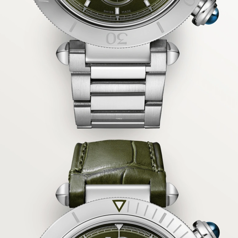 Cartier,Pasha de Cartier 41mm,41mm,Stainless Steel,Green,Automatic,Chronograph,Day,WSPA0046