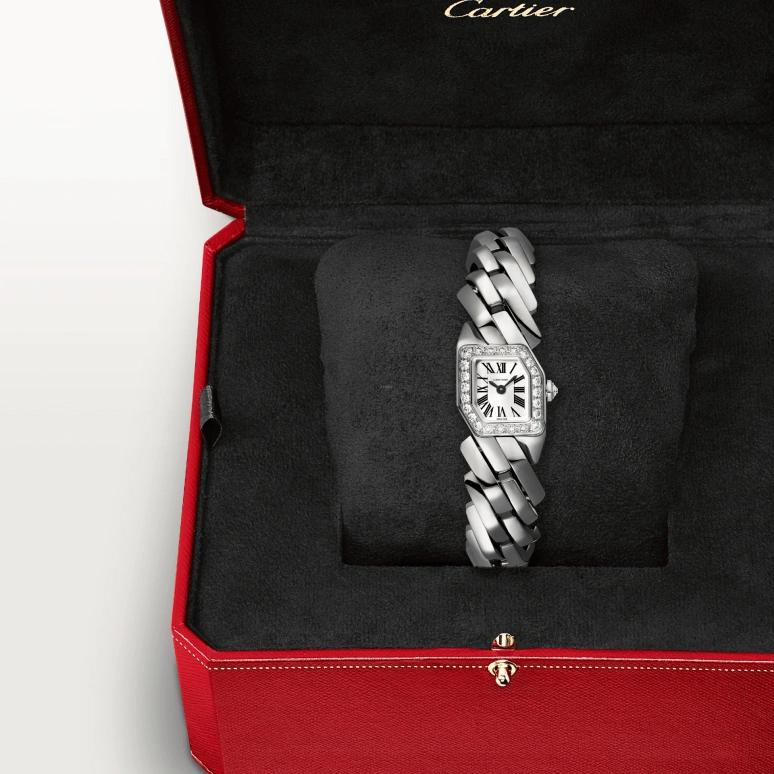 Cartier,Maillon de Cartier 31x17mm,31x17mm,White Gold,Silver,Quartz,Sapphire,Crystal Glass,Other,WJBJ0003