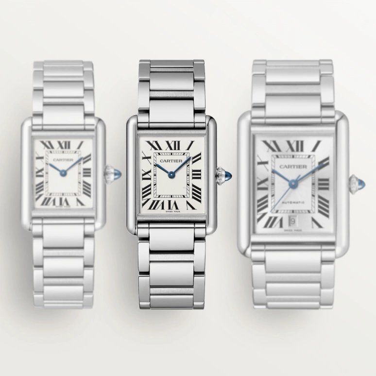 Cartier,Tank 33.70x25.50mm,33.70x25.50mm,Stainless Steel,Silver White,Quartz,Sapphire,Crystal Glass,Rectangular,WSTA0106