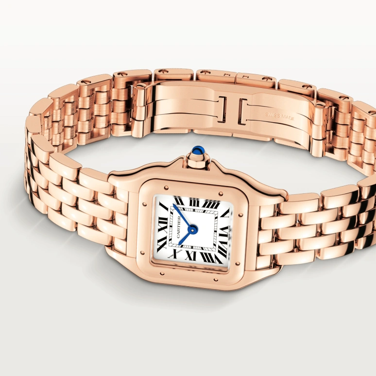 Cartier,Panthère de Cartier 23x30mm,23x30mm,Rose Gold,Silver,Quartz,Sapphire,Crystal Glass,Square,WGPN0006