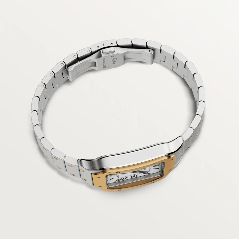 Cartier,Santos de Cartier 39.80mm,39.80mm,Stainless Steel,Yellow Gold,Silver,Automatic,Day,42hours,W2SA0009