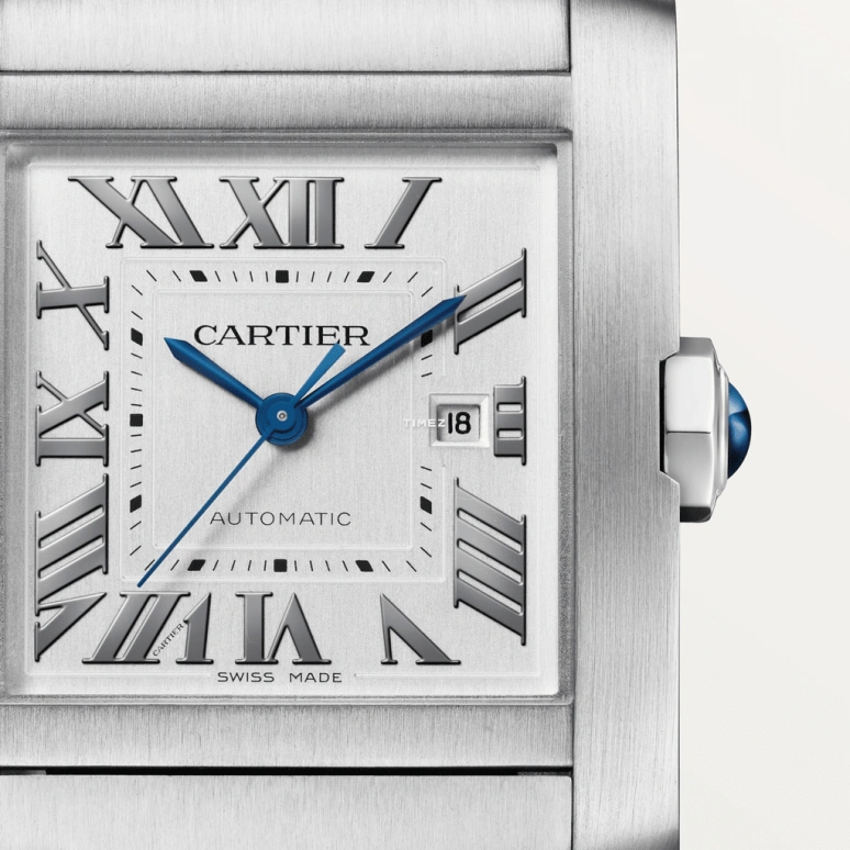 Cartier,Tank 36.70x30.50mm,36.70x30.50mm,Stainless Steel,Silver White,Automatic,Day,Sapphire,Crystal Glass,WSTA0067