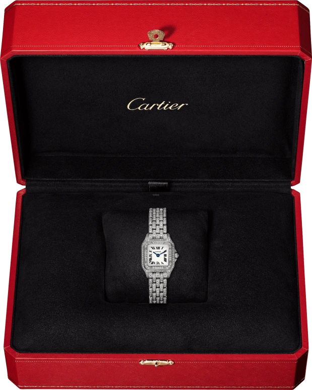 Cartier,Panthère de Cartier 25x20mm,25x20mm,White Gold,Silver,Quartz,Sapphire,Crystal Glass,Square,HPI01325