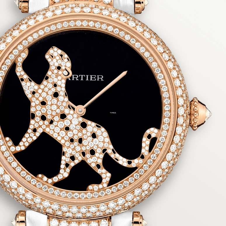 Cartier,Panthère Jewelry Watches 42.75mm,42.75mm,Rose Gold,Black,Automatic,48hours,In-house Caliber,HPI00684