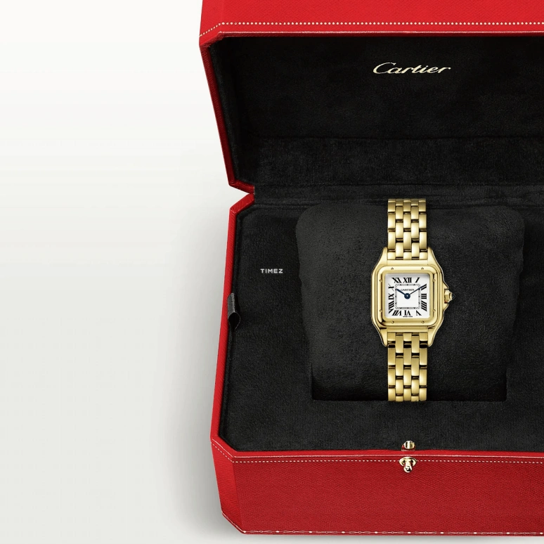 Cartier,Panthère de Cartier 23x30mm,23x30mm,Yellow Gold,Silver,Quartz,Sapphire,Crystal Glass,Square,WGPN0038