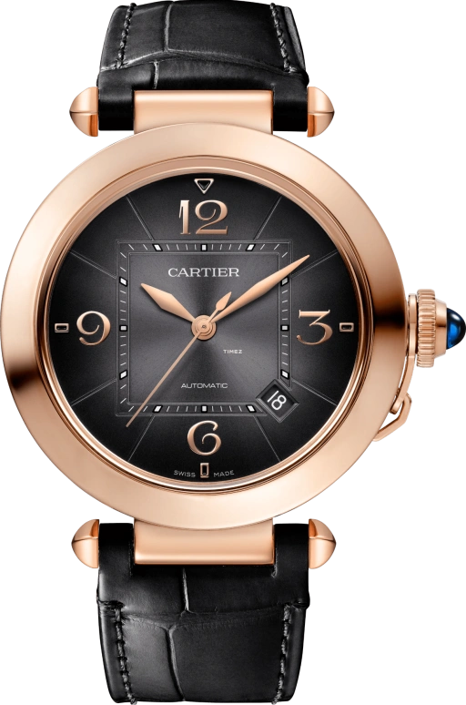 Cartier,Pasha de Cartier 41mm,41mm,Rose Gold,Coal Gray,Automatic,Day,42hours,WGPA0031