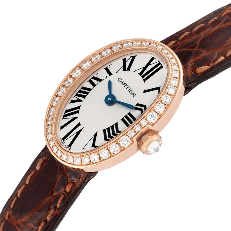 Cartier,Baignoire 25.30x20.79mm,25.30x20.79mm,Rose Gold,Silver,Quartz,In-house Caliber,Sapphire,Crystal Glass,WB520028
