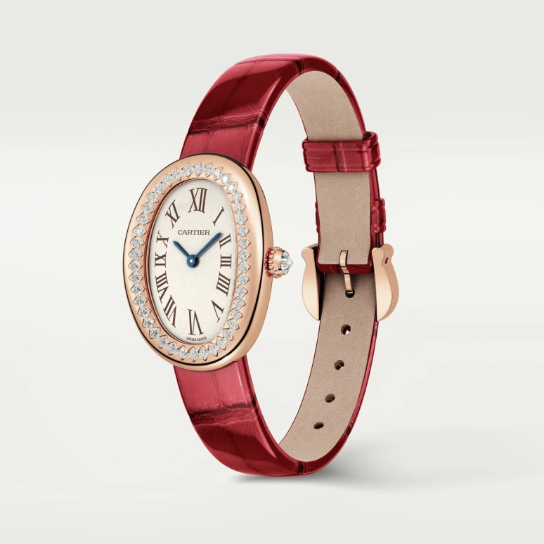 Cartier,Baignoire 31.40x23.09mm,31.40x23.09mm,Rose Gold,Silver,Quartz,Sapphire,Crystal Glass,Oval,WJBA0031