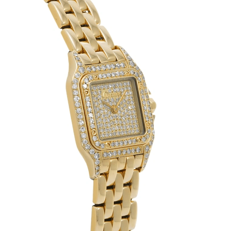 Cartier,Panthère de Cartier 16.50mm,16.50mm,Yellow Gold,Gold,Quartz,Sapphire,Rectangular,WF3078B9