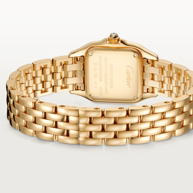 Cartier,Panthère de Cartier 30.30x22mm,30.30x22mm,Yellow Gold,Silver,Quartz,Sapphire,Crystal Glass,Square,WJPN0080