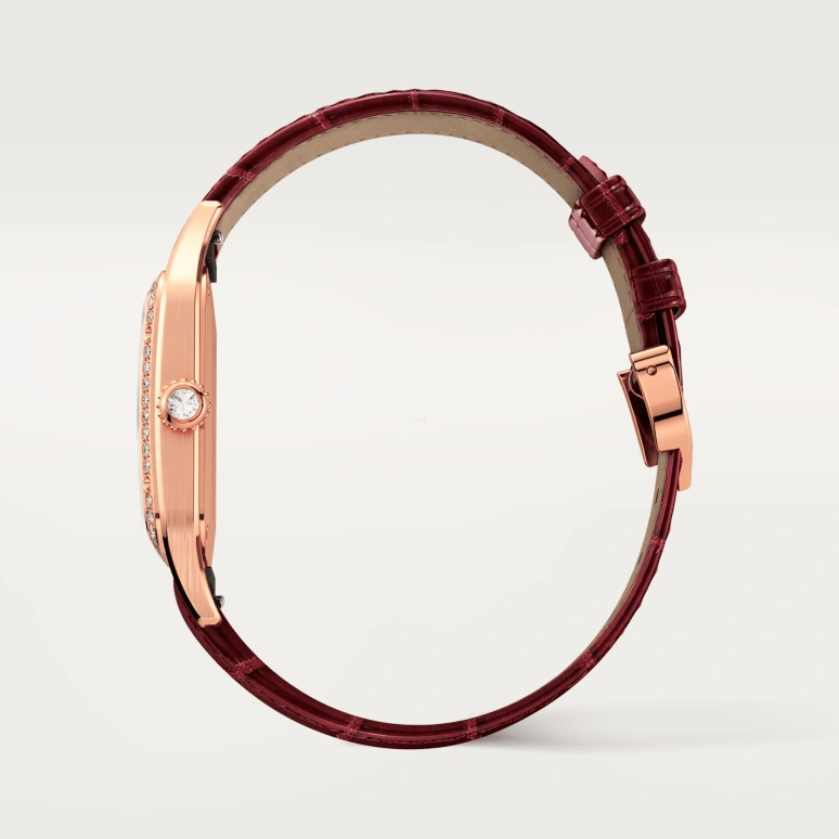 Cartier,Santos de Cartier 43.50x31.40mm,43.50x31.40mm,Rose Gold,Silver,Quartz,Sapphire,Crystal Glass,Square,WJSA0016