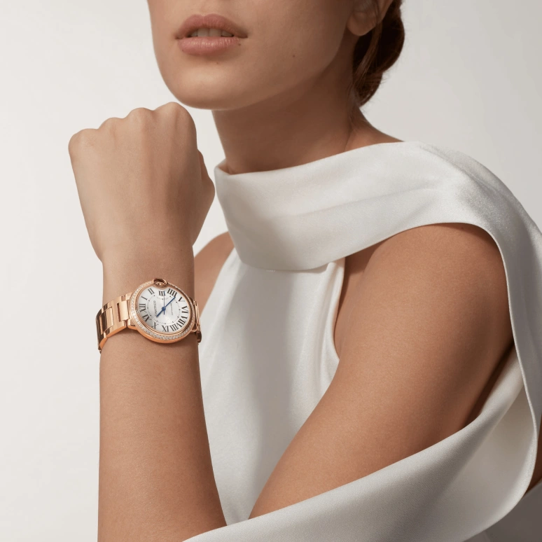 Cartier,Ballon Bleu de Cartier 36mm,36mm,Yellow Gold,Silver,Automatic,Sapphire,Crystal Glass,Round,WJBB0070