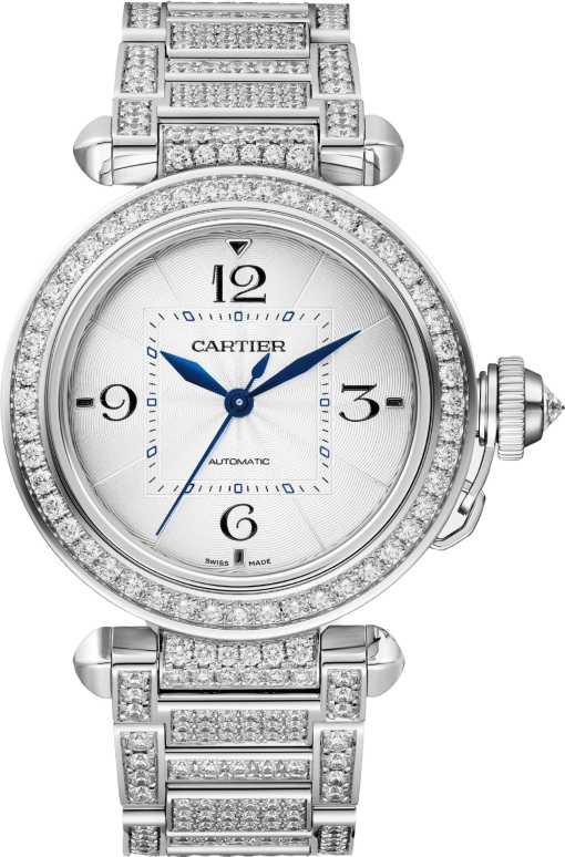 Cartier,Pasha de Cartier 35mm,35mm,White Gold,Silver,Automatic,42hours,In-house Caliber,WJPA0014