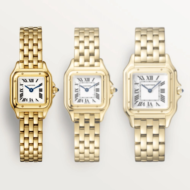 Cartier,Panthère de Cartier 25x19mm,25x19mm,Yellow Gold,Silver,Quartz,Sapphire,Crystal Glass,Square,WGPN0048