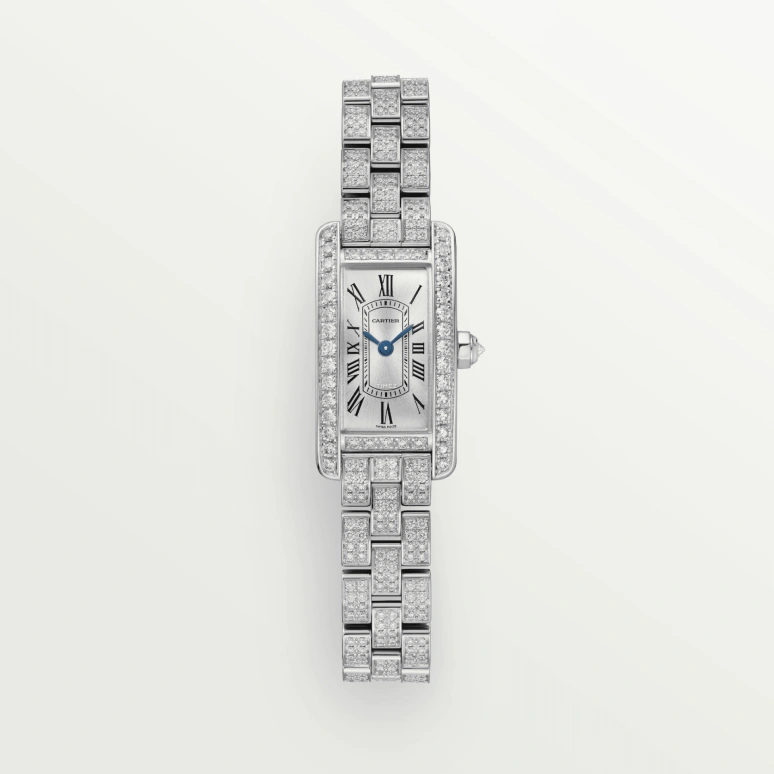 Cartier,Tank 28x15.20mm,28x15.20mm,White Gold,Silver,Quartz,Sapphire,Crystal Glass,Square,WJTA0045