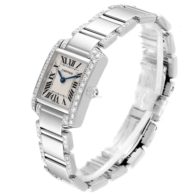 Cartier,Tank 21x25mm,21x25mm,White Gold,Silver,Quartz,In-house Caliber,Sapphire,Crystal Glass,WE1002SF