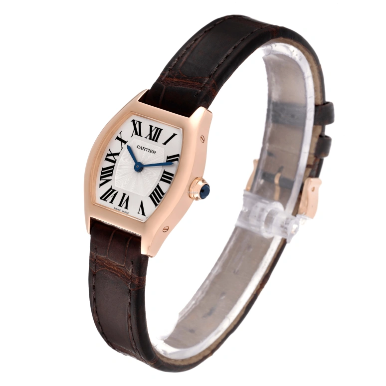 Cartier,Tortue 30x24mm,30x24mm,Rose Gold,Silver,Handwound,In-house Caliber,Sapphire,Crystal Glass,W1556360