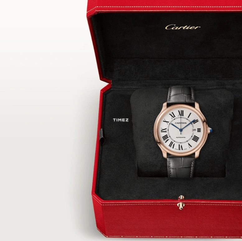 Cartier,Ronde de Cartier 40mm,40mm,Rose Gold,Cream,Automatic,Day,Sapphire,Crystal Glass,WGRN0011