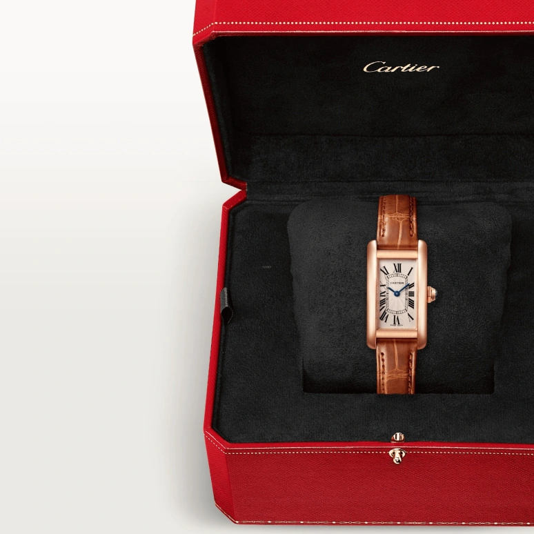 Cartier,Tank 34.80x19mm,34.80x19mm,Rose Gold,Silver,Quartz,In-house Caliber,Hardlex,W2607456