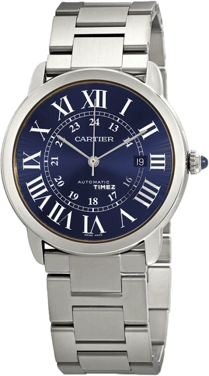Cartier,Ronde de Cartier 42mm,42mm,Stainless Steel,Blue,Automatic,Day,42hours,WSRN0023
