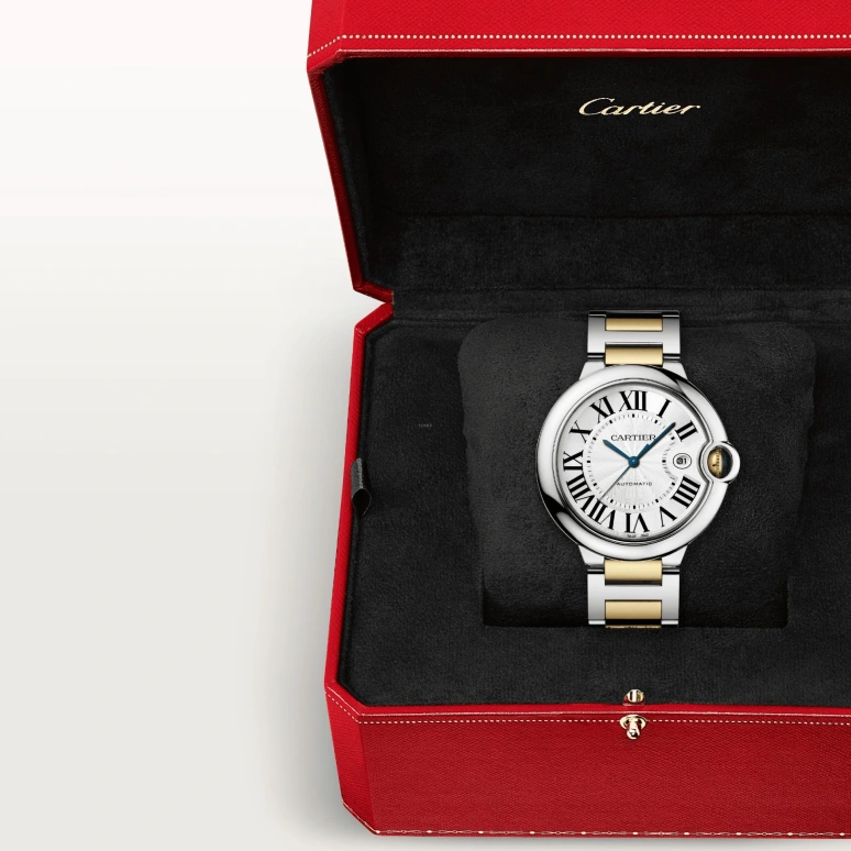 Cartier,Ballon Bleu de Cartier 42mm,42mm,Stainless Steel,Yellow Gold,Silver,Automatic,Day,42hours,W2BB0031