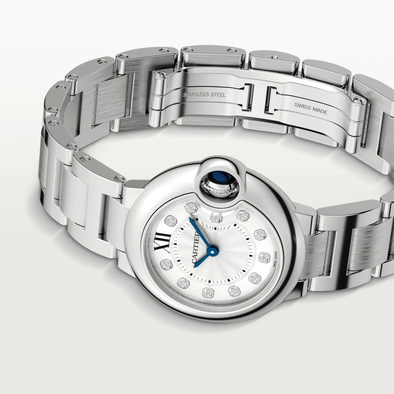 Cartier,Ballon Bleu de Cartier 28mm,28mm,Stainless Steel,Silver,Quartz,In-house Caliber,Sapphire,Crystal Glass,WE902073