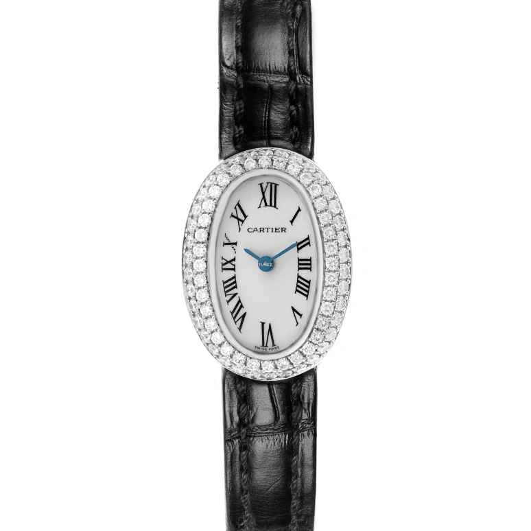 Cartier,Baignoire 26mm,26mm,White Gold,Silver,Quartz,Sapphire,Crystal Glass,Oval,WB509531