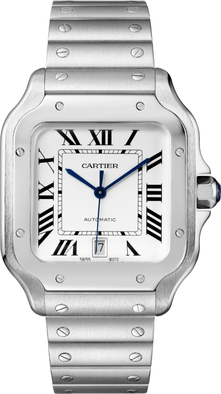 Cartier,Santos de Cartier 39.80x47.50mm,39.80x47.50mm,Stainless Steel,Silver,Automatic,Day,42hours,WSSA0018
