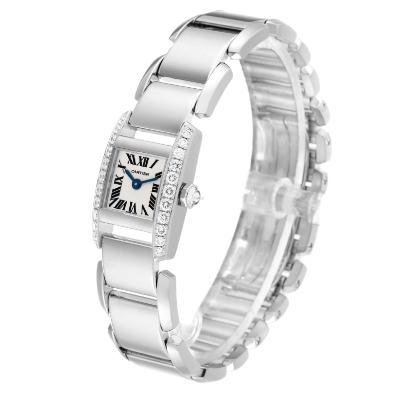 Cartier,Tank 20mm,20mm,White Gold,Silver,Quartz,Sapphire,Crystal Glass,Square,WE70069H