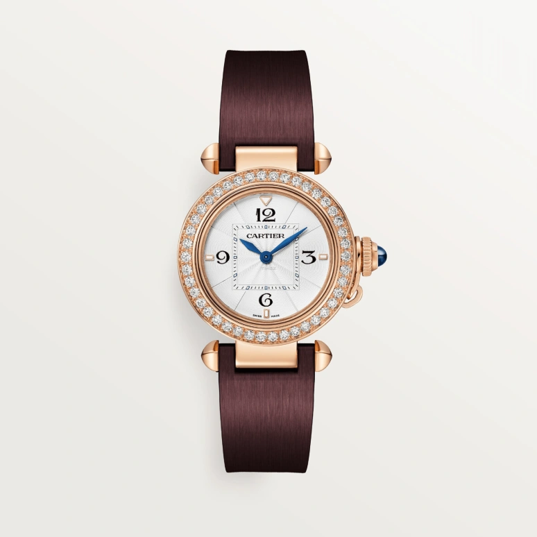 Cartier,Pasha de Cartier 30mm,30mm,Rose Gold,White,Quartz,Crystal Glass,Sapphire,Round,WJPA0045