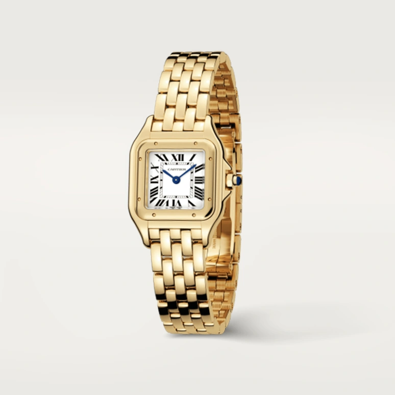 Cartier,Panthère de Cartier 23x30mm,23x30mm,Yellow Gold,Silver,Quartz,Sapphire,Crystal Glass,Square,Lily Jane Collins,Lily Collins,WGPN0008