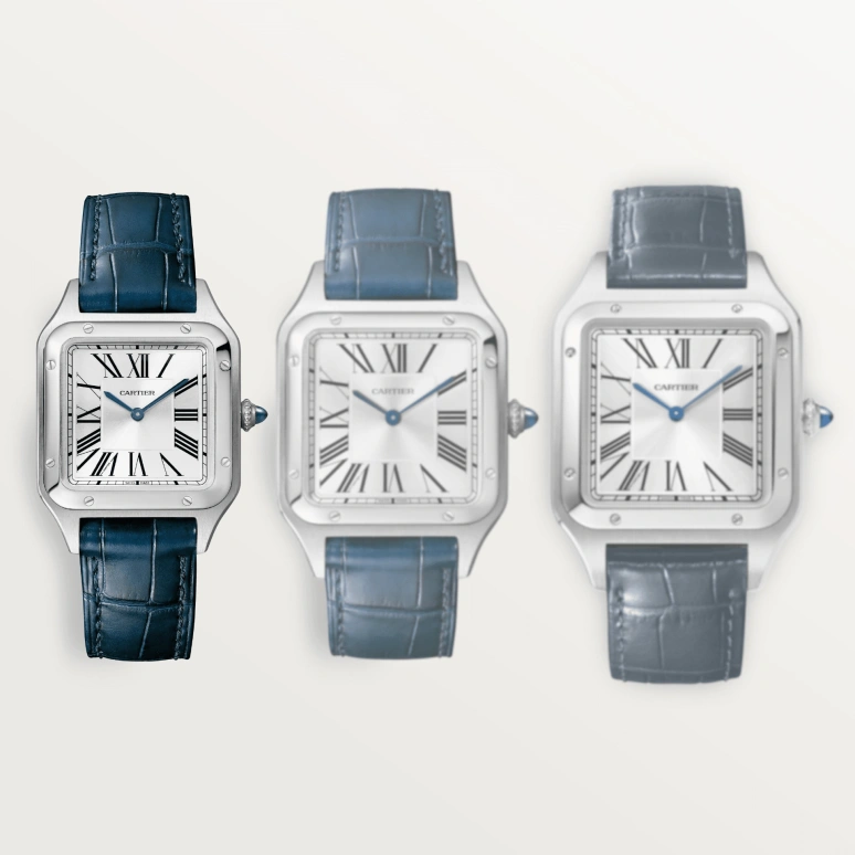 Cartier,Santos de Cartier 38x27.50mm,38x27.50mm,Stainless Steel,Silver,Quartz,Sapphire,Crystal Glass,Square,WSSA0023