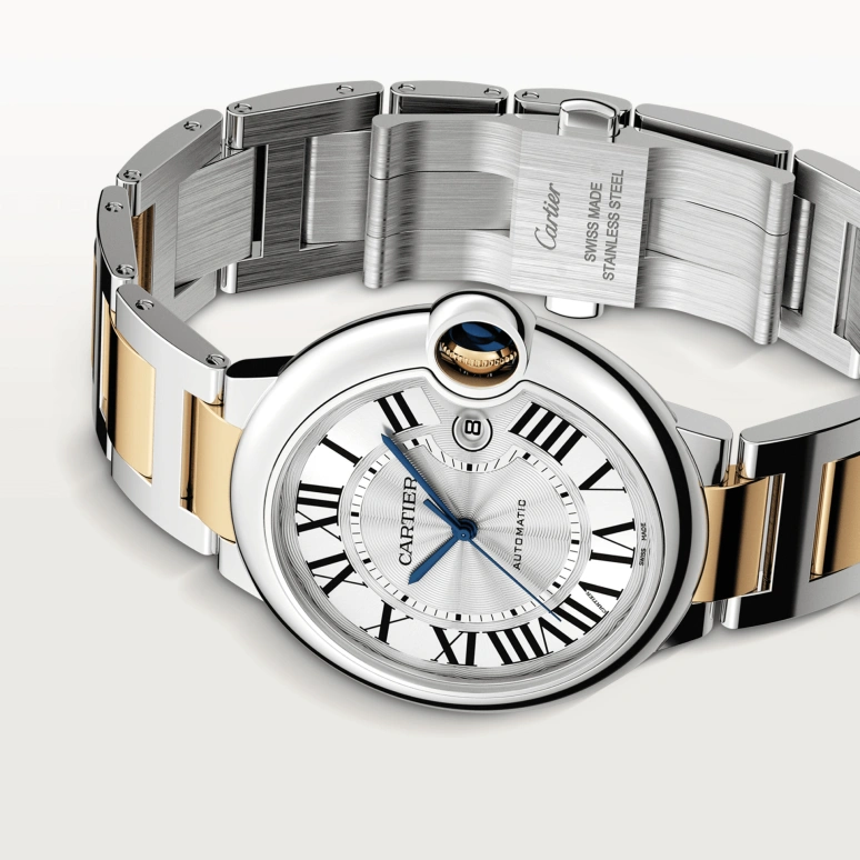 Cartier,Ballon Bleu de Cartier 42mm,42mm,Stainless Steel,Yellow Gold,Silver,Automatic,Day,42hours,W2BB0031