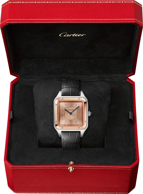 Cartier,Santos de Cartier 46.60x33.90mm,46.60x33.90mm,Stainless Steel,Rose Gold,Rose Gold,Handwound,36hours,In-house Caliber,W2SA0025