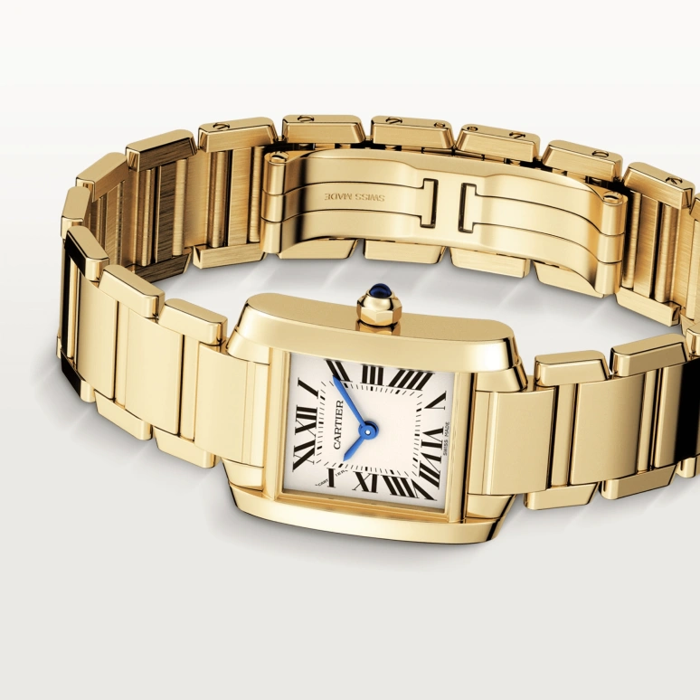 Cartier,Tank 25x20mm,25x20mm,Yellow Gold,Silver,Quartz,Sapphire,Crystal Glass,Square,WGTA0031