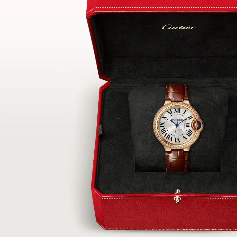 Cartier,Ballon Bleu de Cartier 33mm,33mm,Yellow Gold,Silver,Automatic,Sapphire,Crystal Glass,Round,WJBB0040